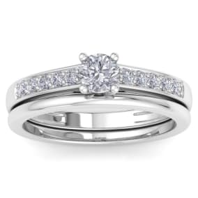 1/2ct Classic Diamond Bridal Set in 14k White Gold, Size 4.5