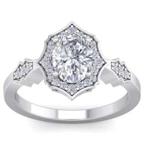 Retrograde Birthstones™ 1 1/2 Carat Oval Shape Lab Grown Diamond Ring In 14 Karat White Gold