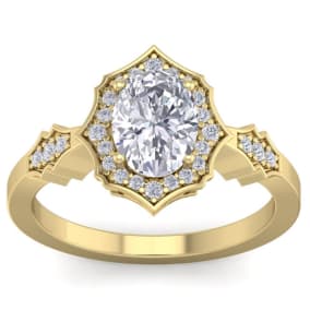 1 1/2 Carat Oval Shape Lab Grown Diamond Ring In 14 Karat Yellow Gold
