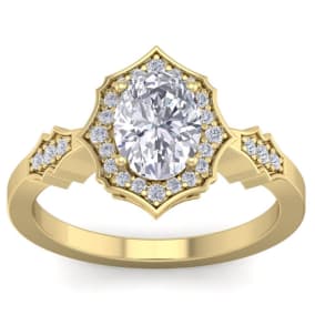 Retrograde Birthstones™ 1 1/2 Carat Oval Shape Lab Grown Diamond Ring In 14 Karat Yellow Gold