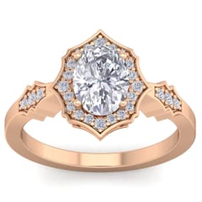 1 1/2 Carat Oval Shape Lab Grown Diamond Ring In 14 Karat Rose Gold