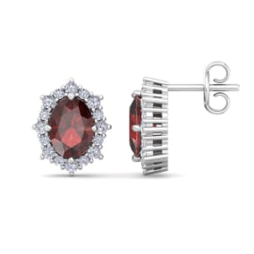 Garnet Earrings: 2 1/2 Carat Garnet and Diamond Earrings