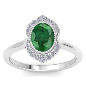 Emerald Ring: 1 1/5 Carat Emerald and Diamond Ring