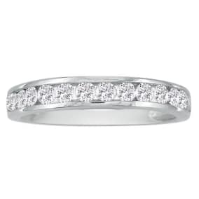 1/2 Carat Diamond Wedding Band In 14 Karat White Gold