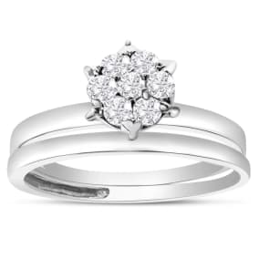 1/8ct Petite Natural Diamond Bridal Set in 10K White Gold