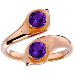 1 Carat Two Stone Amethyst Ring In 14 Karat Rose Gold