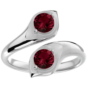 Retrograde Birthstones™ 1 Carat Two Stone Garnet Ring In 14 Karat White Gold
