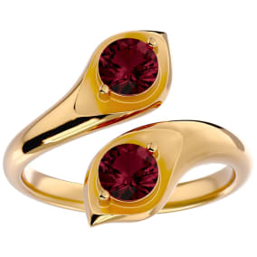 Garnet Ring: Garnet Jewelry: 1 Carat Two Stone Garnet Ring In 14 Karat Yellow Gold