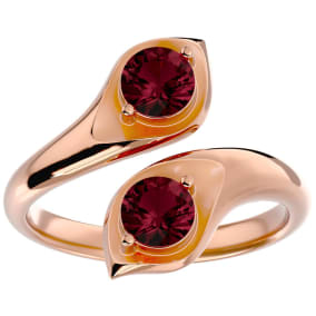 Garnet Ring: Garnet Jewelry: 1 Carat Two Stone Garnet Ring In 14 Karat Rose Gold