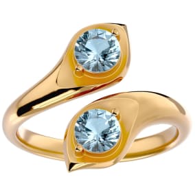 Aquamarine Ring: Aquamarine Jewelry: 1 Carat Two Stone Aquamarine Ring In 14 Karat Yellow Gold