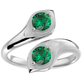 1 Carat Two Stone Emerald Ring In 14 Karat White Gold