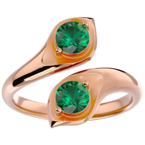 1 Carat Two Stone Emerald Ring In 14 Karat Rose Gold
