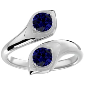 1 Carat Two Stone Sapphire Ring In 14 Karat White Gold