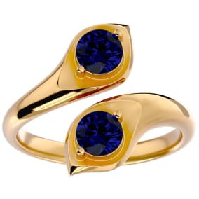 1 Carat Two Stone Sapphire Ring In 14 Karat Yellow Gold