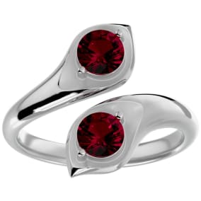 Retrograde Birthstones™ 1 Carat Two Stone Ruby Ring In 14 Karat White Gold