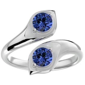 Retrograde Birthstones™ 1 Carat Two Stone Tanzanite Ring In 14 Karat White Gold