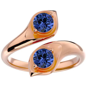 1 Carat Two Stone Tanzanite Ring In 14 Karat Rose Gold