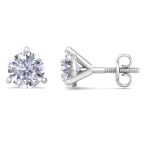 2 Carat Lab Grown Diamond Earrings In 14 Karat White Gold, Martini Setting