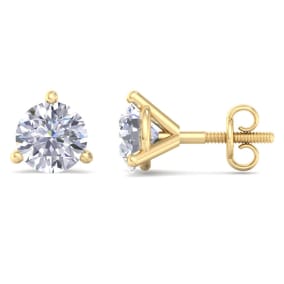 2 Carat Lab Grown Diamond Earrings In 14 Karat Yellow Gold, Martini Setting