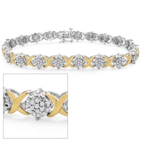 1 Carat Diamond Bracelet In Yellow Gold Over Sterling Silver, 7 Inches