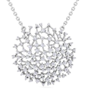 2 1/2 Carat Lab Grown Diamond Medallion Necklace In 14K White Gold, 18 Inches