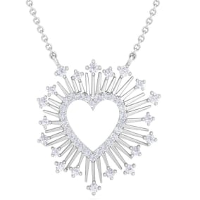 1/2 Carat Diamond Heart Necklace In 14 Karat White Gold, 18 Inches