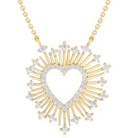 1/2 Carat Diamond Heart Necklace In 14 Karat Yellow Gold, 18 Inches