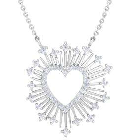 1/2 Carat Lab Grown Diamond Heart Necklace In 14 Karat White Gold, 18 Inches