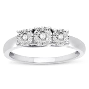 1 Carat Three Diamond Ring Crafted In Solid Sterling Silver