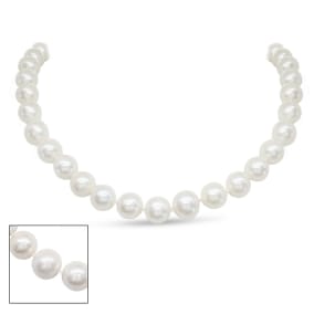 16 inch 10mm AA+ Pearl Necklace With 14K Yellow Gold Clasp
