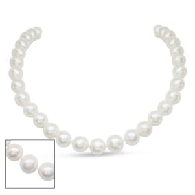 18 inch 10mm AA+ Pearl Necklace With 14K Yellow Gold Clasp
