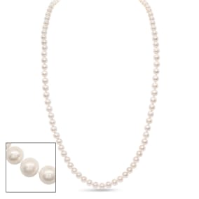 Retrograde Birthstones™ 36 Inch 10mm AA Hand Knotted Pearl Necklace, 14K Yellow Gold Clasp