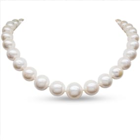 17 Inch 12mm AA Hand Knotted Pearl Necklace, 14k Yellow Gold Clasp
