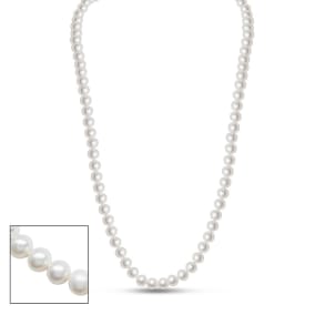 24 inch 6mm AA+ Pearl Necklace With 14K Yellow Gold Clasp
