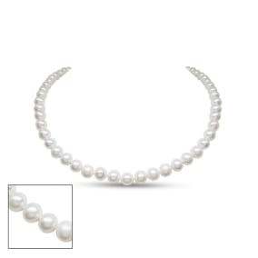 Retrograde Birthstones™ 16 Inch 6mm AA Hand Knotted Pearl Necklace, 14K Yellow Gold Clasp