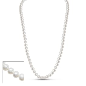 24 inch 6mm AA Pearl Necklace With 14K Yellow Gold Clasp