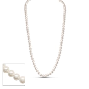 Retrograde Birthstones™ 30 Inch 6mm AA Hand Knotted Pearl Necklace, 14K Yellow Gold Clasp