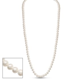 Retrograde Birthstones™ 36 Inch 6mm AA Hand Knotted Pearl Necklace, 14K Yellow Gold Clasp