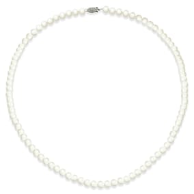 Retrograde Birthstones™ 18 Inch 7mm A Hand Knotted Pearl Necklace, Sterling Silver Clasp