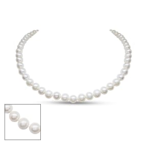 Retrograde Birthstones™ 16 Inch 7mm AA+ Hand Knotted Pearl Necklace, 14K Yellow Gold Clasp