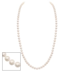 Retrograde Birthstones™ 36 Inch 7mm AA Hand Knotted Pearl Necklace, 14K Yellow Gold Clasp