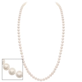 Retrograde Birthstones™ 36 Inch 8mm AA Hand Knotted Pearl Necklace, 14K Yellow Gold Clasp