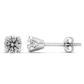 Nearly 1 Carat Lab Grown Diamond Stud Earrings In 14 Karat White Gold, Very Clear-Amazing Fire!