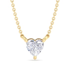 1/3 Carat Heart Shape Lab Grown Diamond Solitaire Necklace In 14 Karat Yellow Gold
