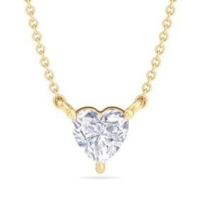 1/2 Carat Heart Shape Lab Grown Diamond Solitaire Necklace In 14 Karat Yellow Gold