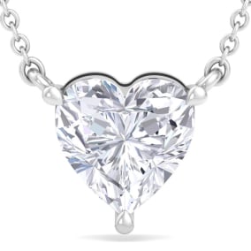 2 Carat Heart Shape Lab Grown Diamond Solitaire Necklace In 14 Karat White Gold