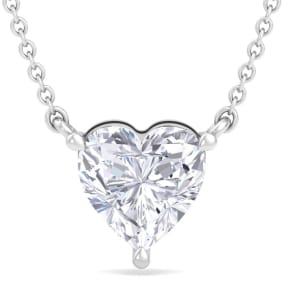 2 Carat Heart Shape Lab Grown Diamond Solitaire Necklace In 14 Karat White Gold