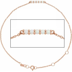 Opal Bracelet With Bar Design In 14 Karat Rose Gold, 7 Inches