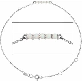 Opal Bracelet With Bar Design In 14 Karat White Gold, 7 Inches