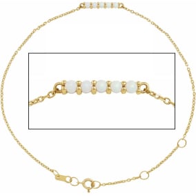 Opal Bracelet With Bar Design In 14 Karat Yellow Gold, 7 Inches